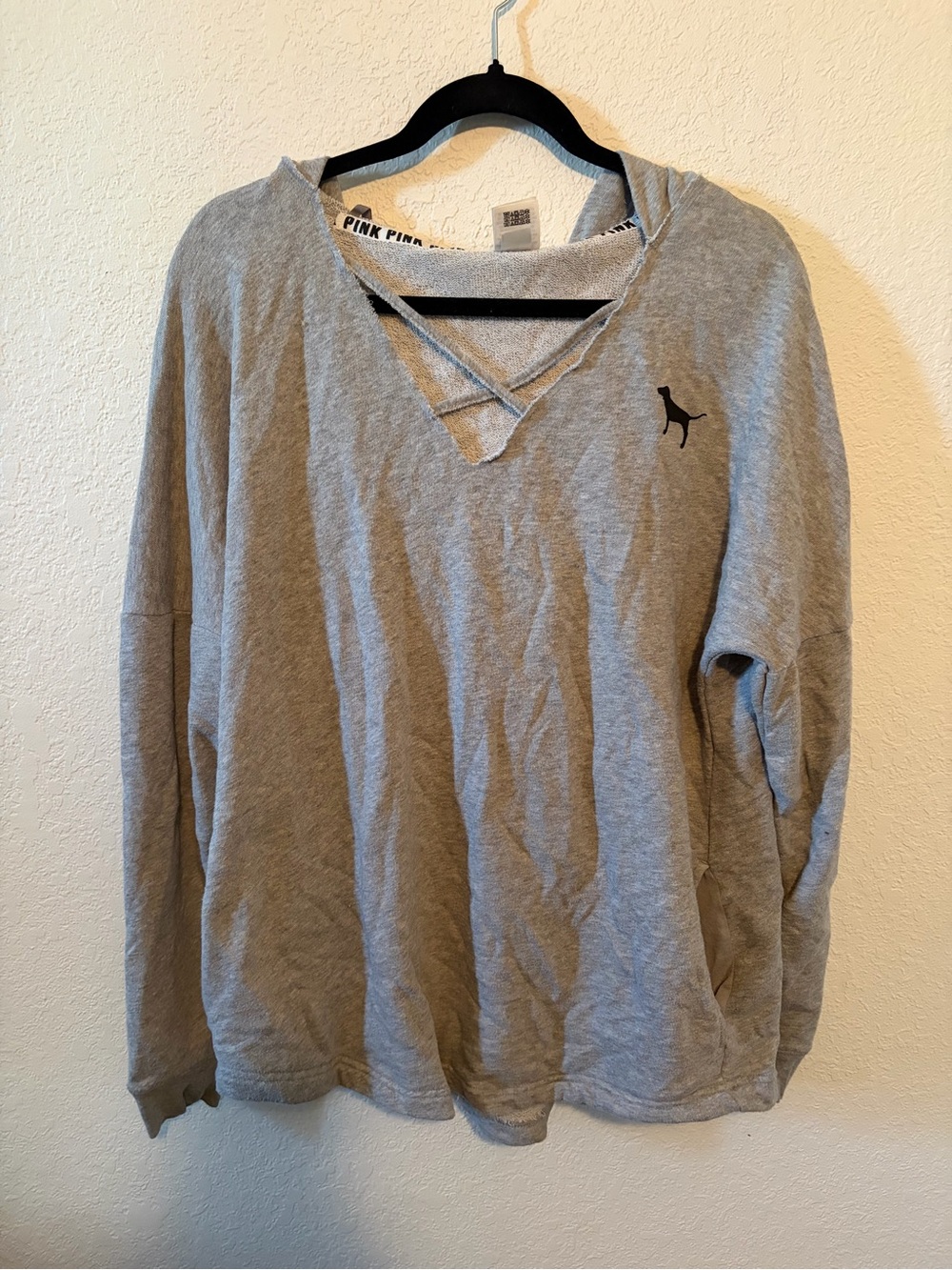 Victoria's Secret PINK Light Gray Crisscross V-Neck Pullover